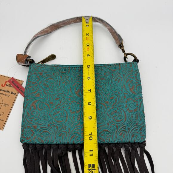 American Darling Turquoise Tooled Leather Fringe Bag NWT Western Crossbody - Picture 8 of 9